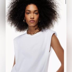 Babaton White Shoulder Pad Tank Top